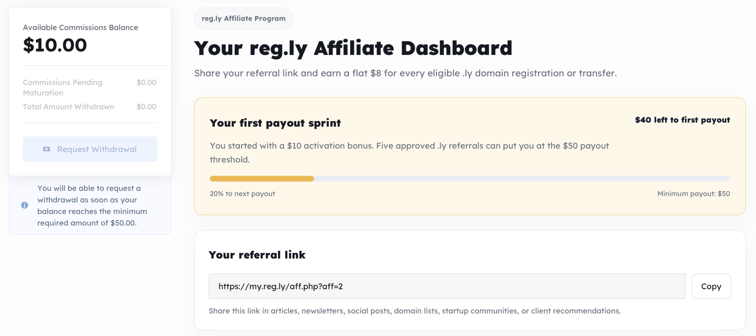 reg.ly affiliate dashboard